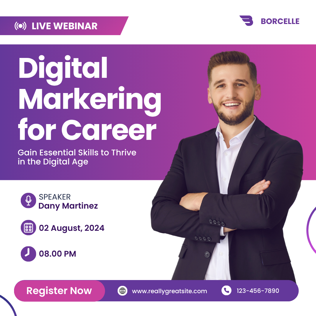 Purple and White Professional Minimalist Digital Marketing Webinar Instagram Post